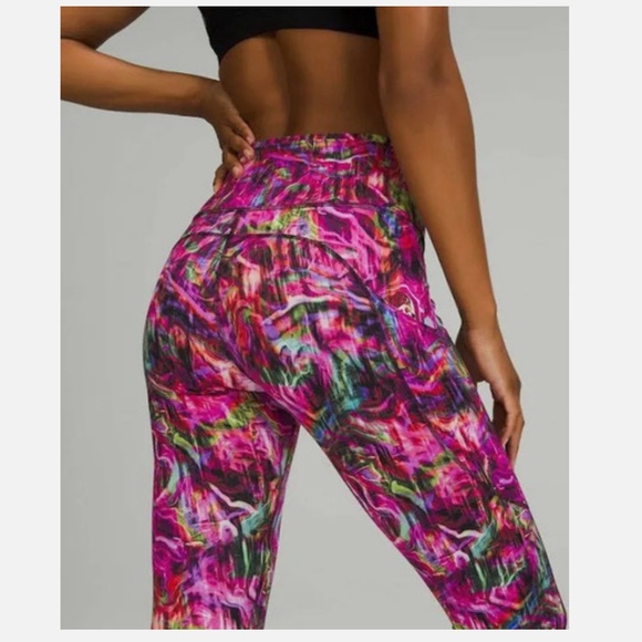 NWT Lululemon Fast Free High-Rise Tight 25" *Nulux Hyper Flow Pink Multi Sz 2 - Picture 4 of 5